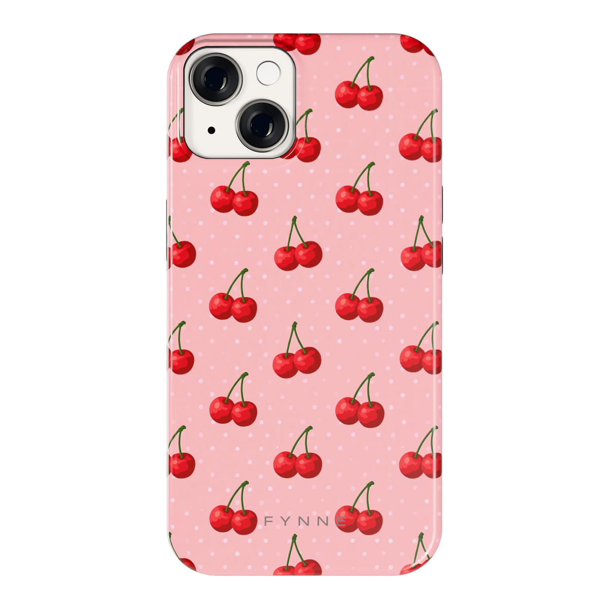 Kersen op Roze hoesje voor iPhone 14, achterkant
