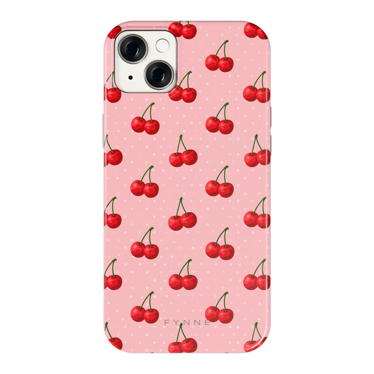 Kersen op Roze hoesje voor iPhone 14 Plus, achterkant