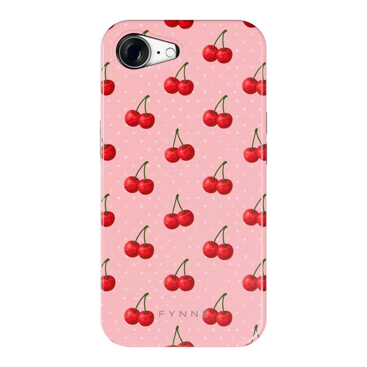 Kersen op Roze hoesje voor iPhone 16e, achterkant