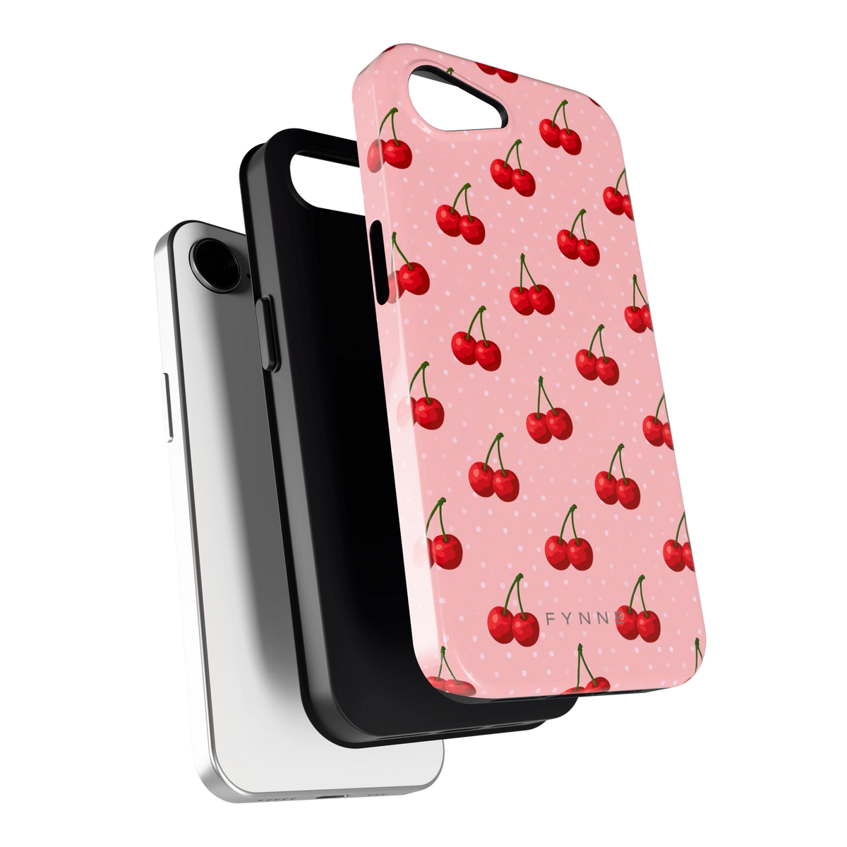 Kersen op Roze hoesje voor iPhone 16e, los van de telefoon