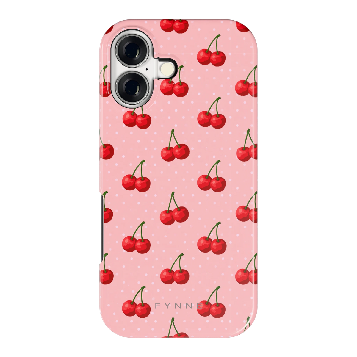 Kersen op Roze hoesje voor iPhone 17, achterkant