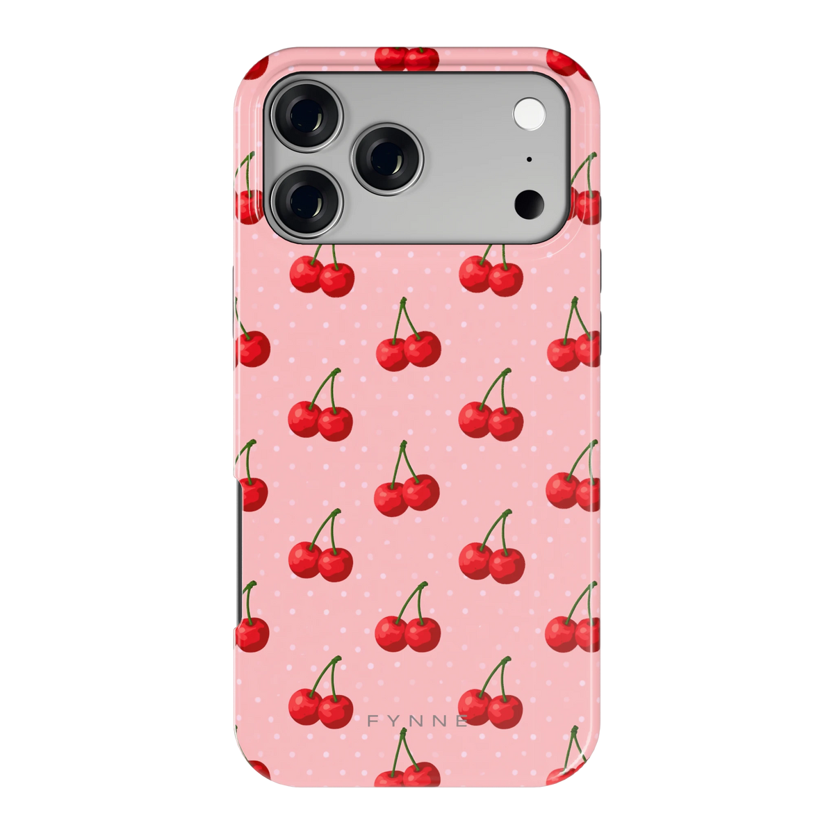 Kersen op Roze hoesje voor iPhone 17 Pro Max, achterkant