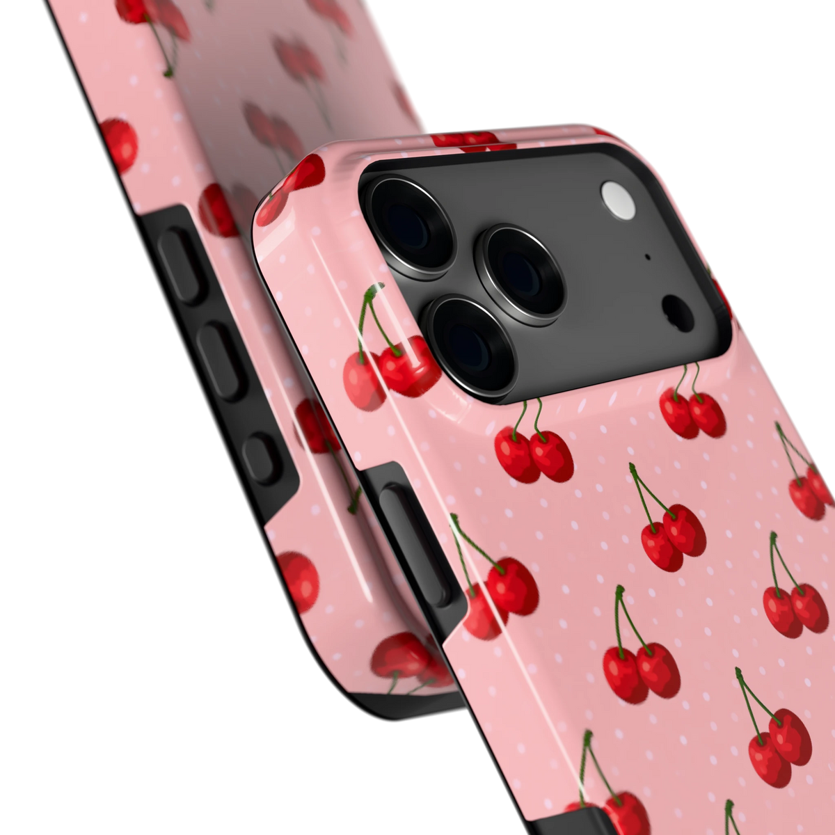 Kersen op Roze hoesje voor iPhone 17 Pro Max, close-up