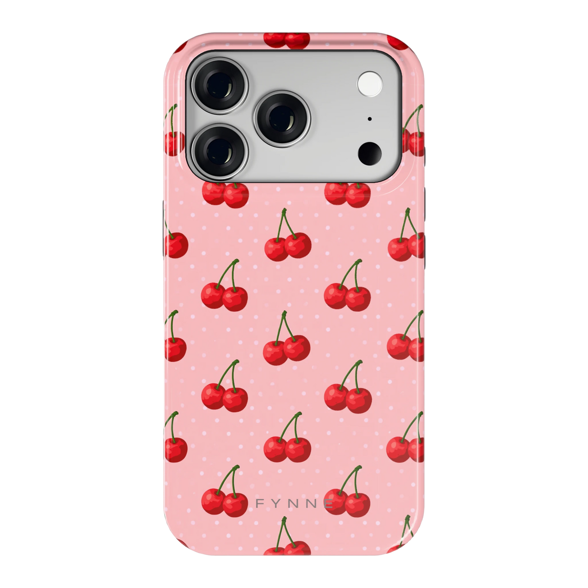Kersen op Roze hoesje voor iPhone 18 Pro, achterkant