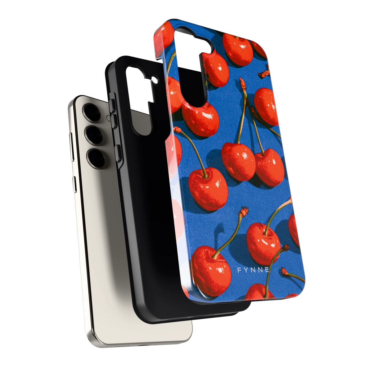 Kersen op Blauw hoesje voor Galaxy S23+, los van de telefoon