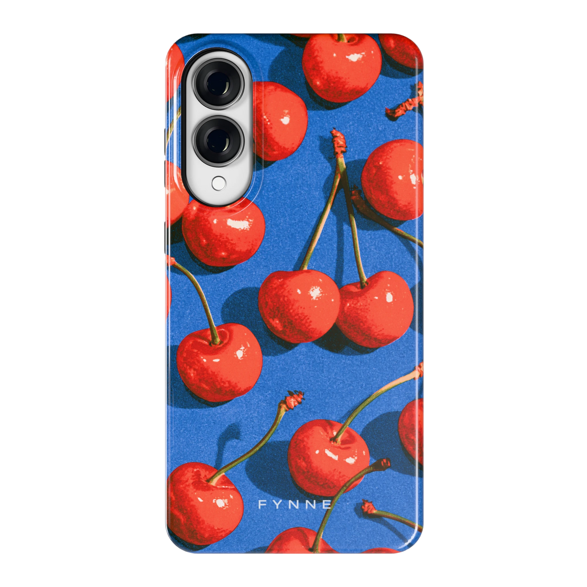 Kersen op Blauw hoesje voor Galaxy S25 Edge, achterkant