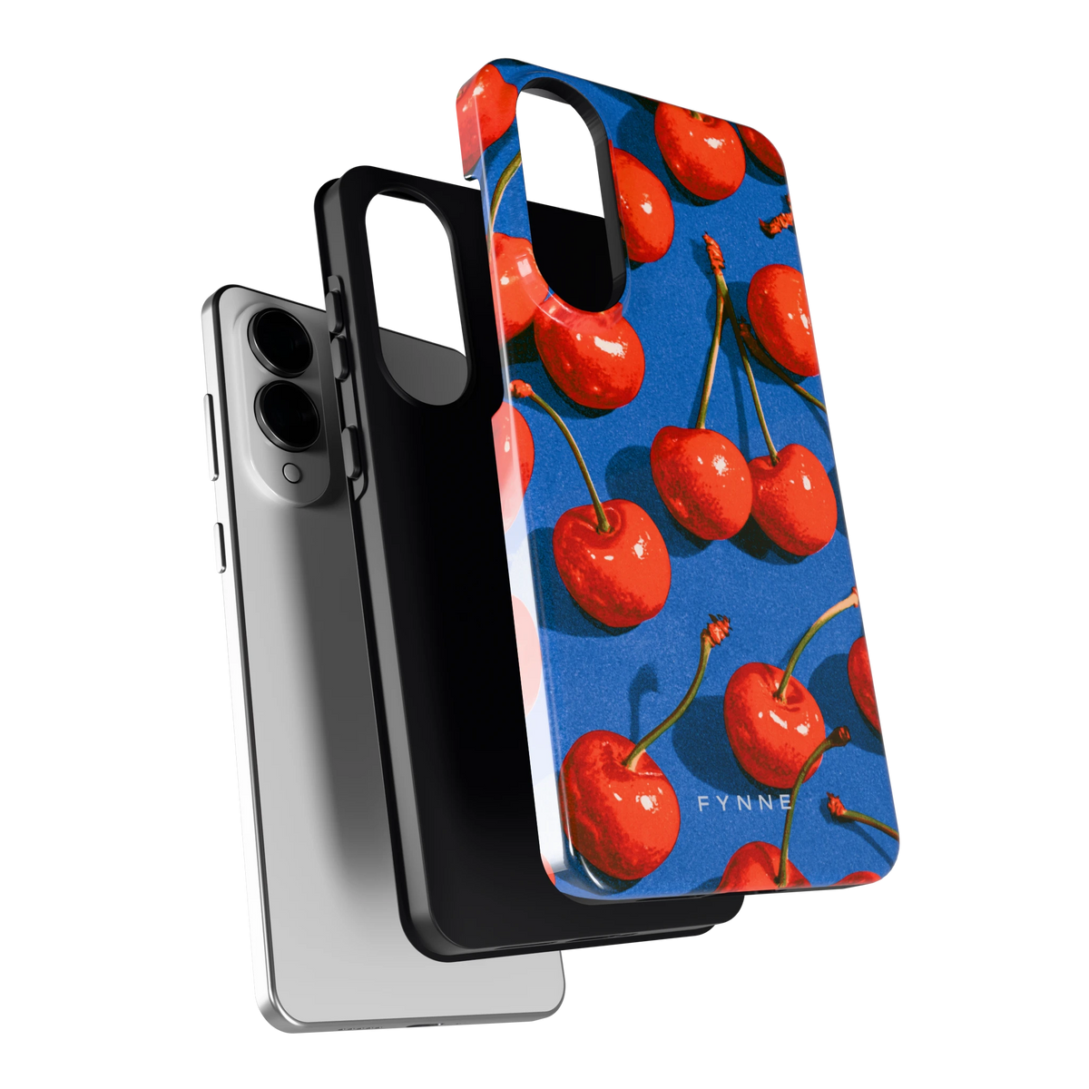 Kersen op Blauw hoesje voor Galaxy S25 Edge, los van de telefoon