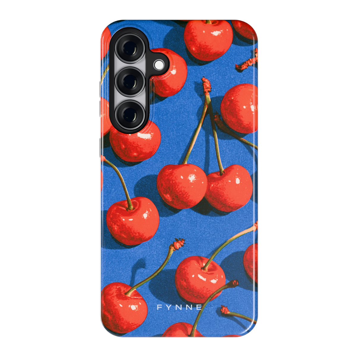 Kersen op Blauw hoesje voor Galaxy S25+, achterkant