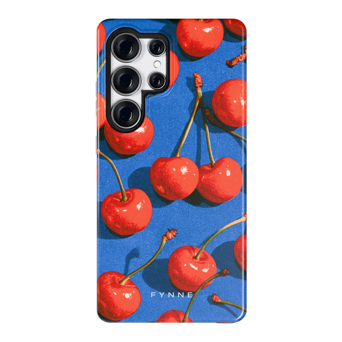Kersen op Blauw hoesje voor Galaxy S25 Ultra, achterkant