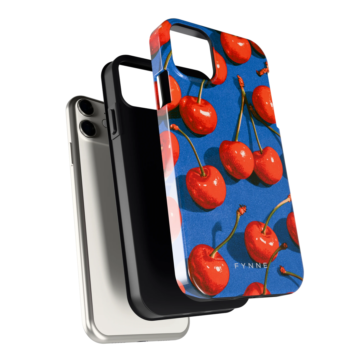 Kersen op Blauw hoesje voor iPhone 11, los van de telefoon