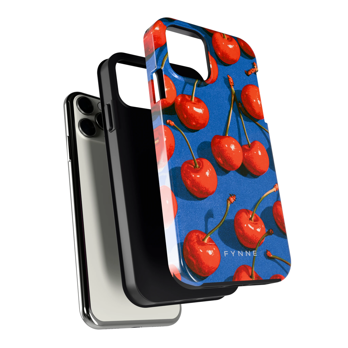 Kersen op Blauw hoesje voor iPhone 11 Pro, los van de telefoon