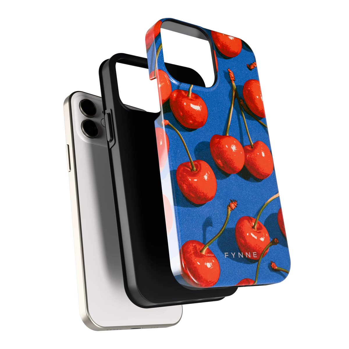 Kersen op Blauw hoesje voor iPhone 12, los van de telefoon