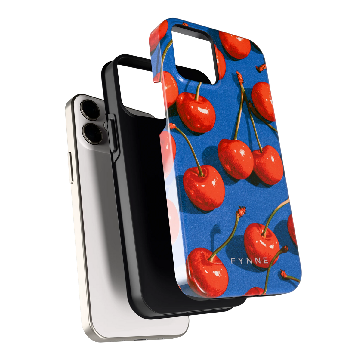 Kersen op Blauw hoesje voor iPhone 12 mini, los van de telefoon