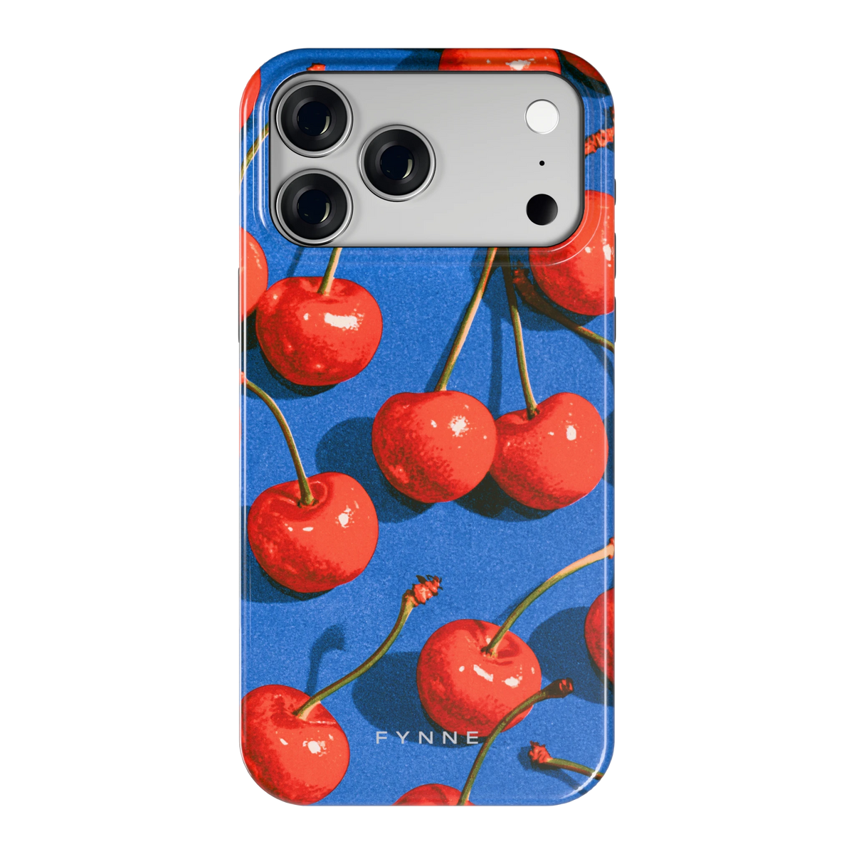 Kersen op Blauw hoesje voor iPhone 18 Pro Max, achterkant