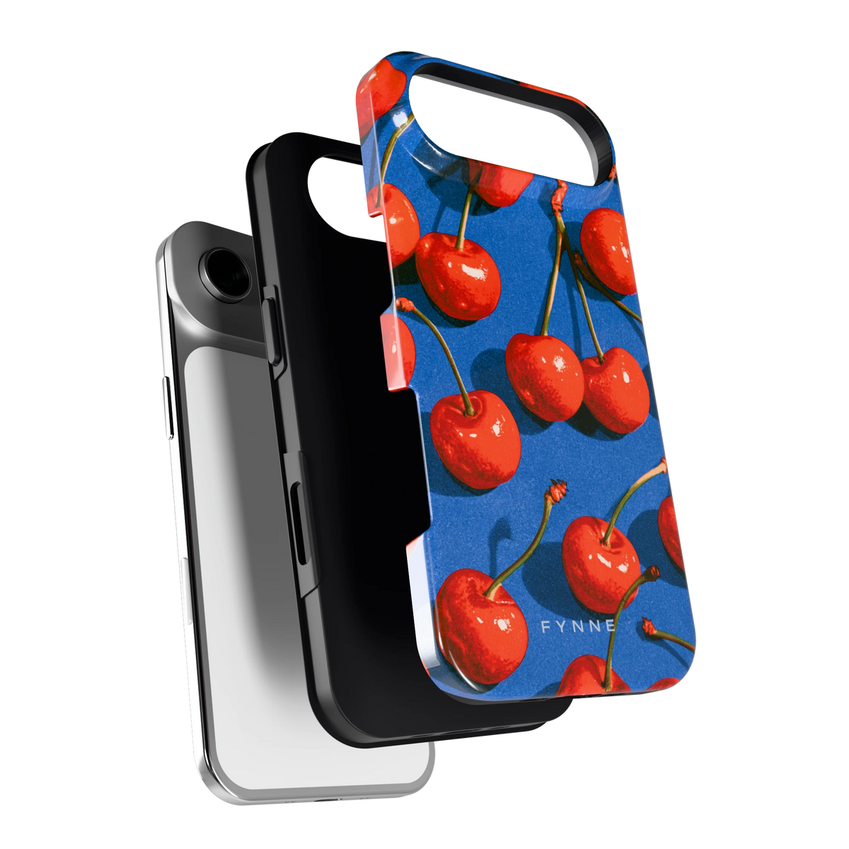 Kersen op Blauw hoesje voor iPhone Air, los van de telefoon