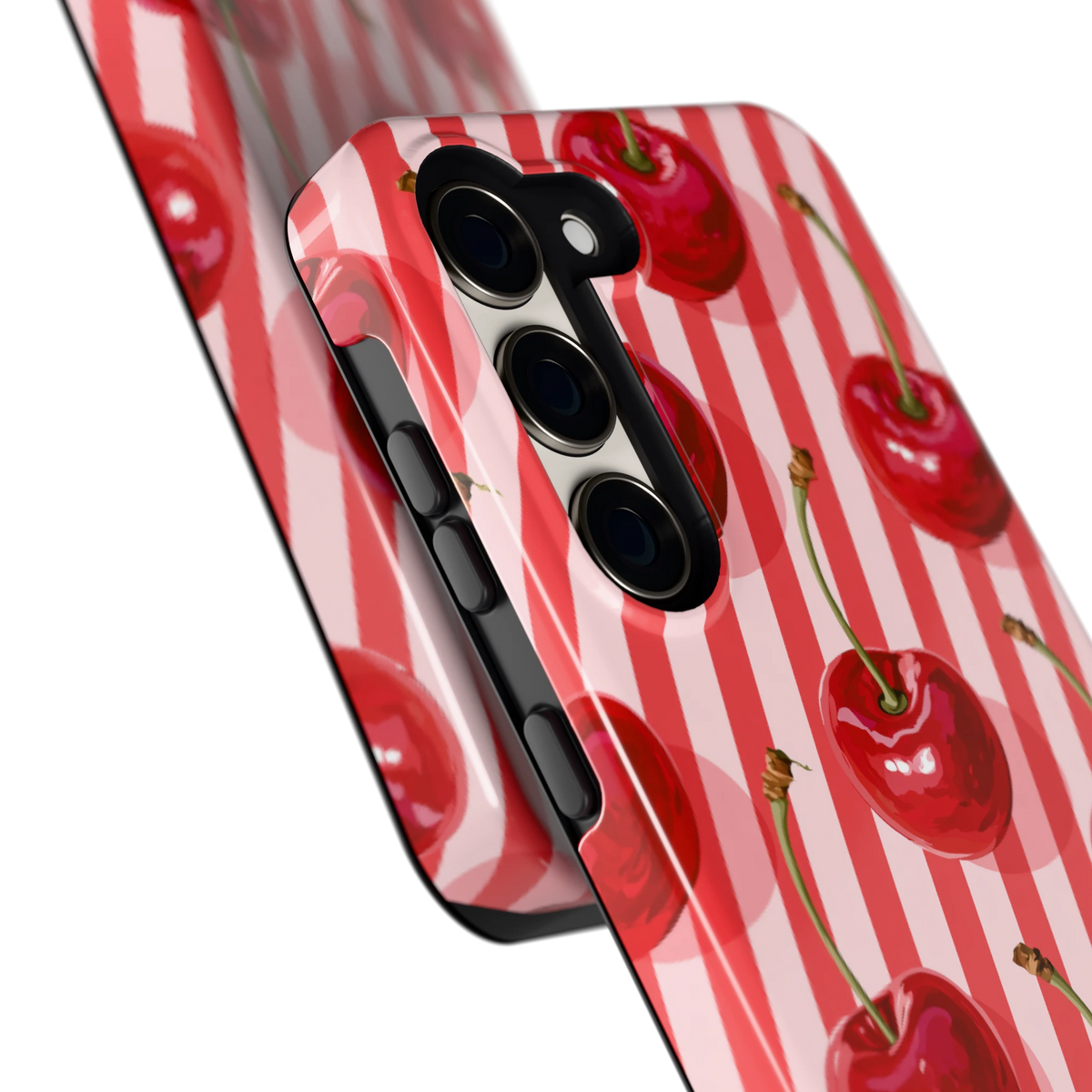 Kersenstreep hoesje voor Galaxy S23, close-up