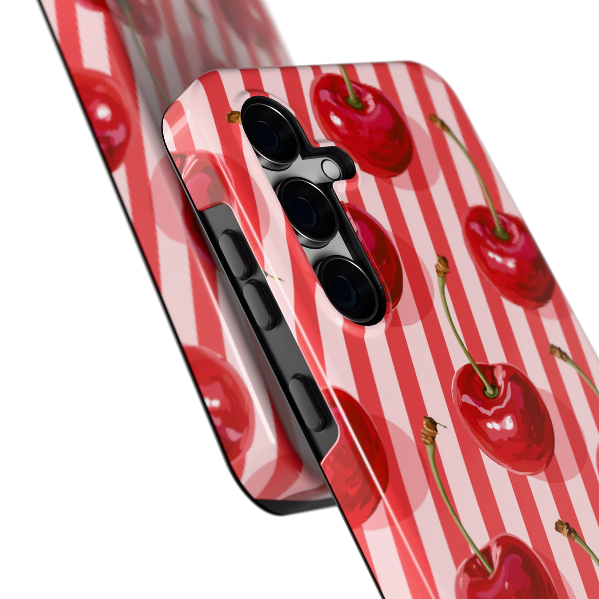Kersenstreep hoesje voor Galaxy S24 FE, close-up