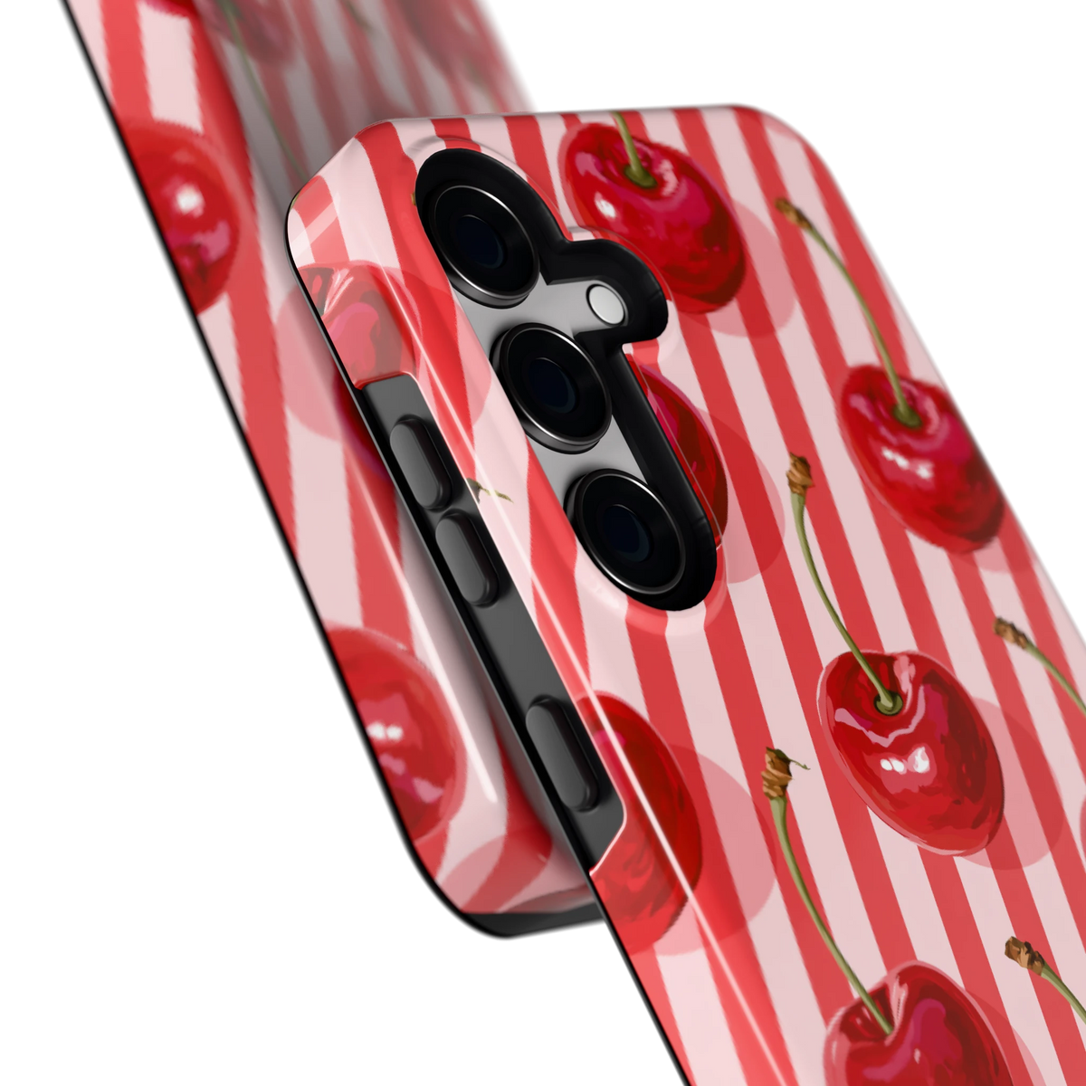 Kersenstreep hoesje voor Galaxy S24, close-up