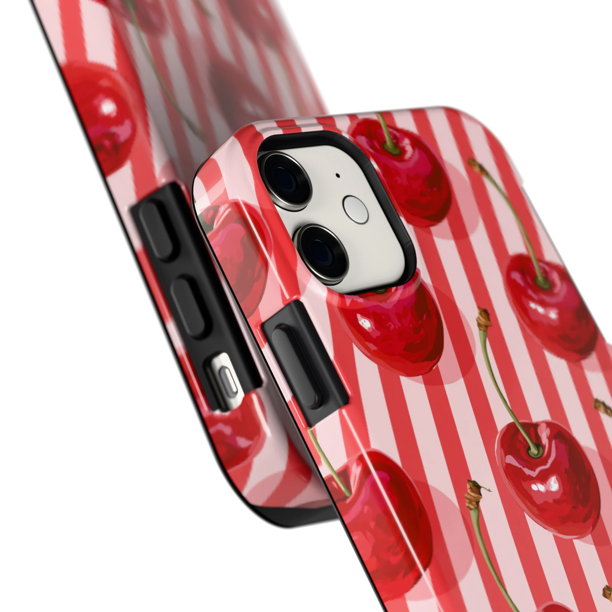 Kersenstreep hoesje voor iPhone 11, close-up