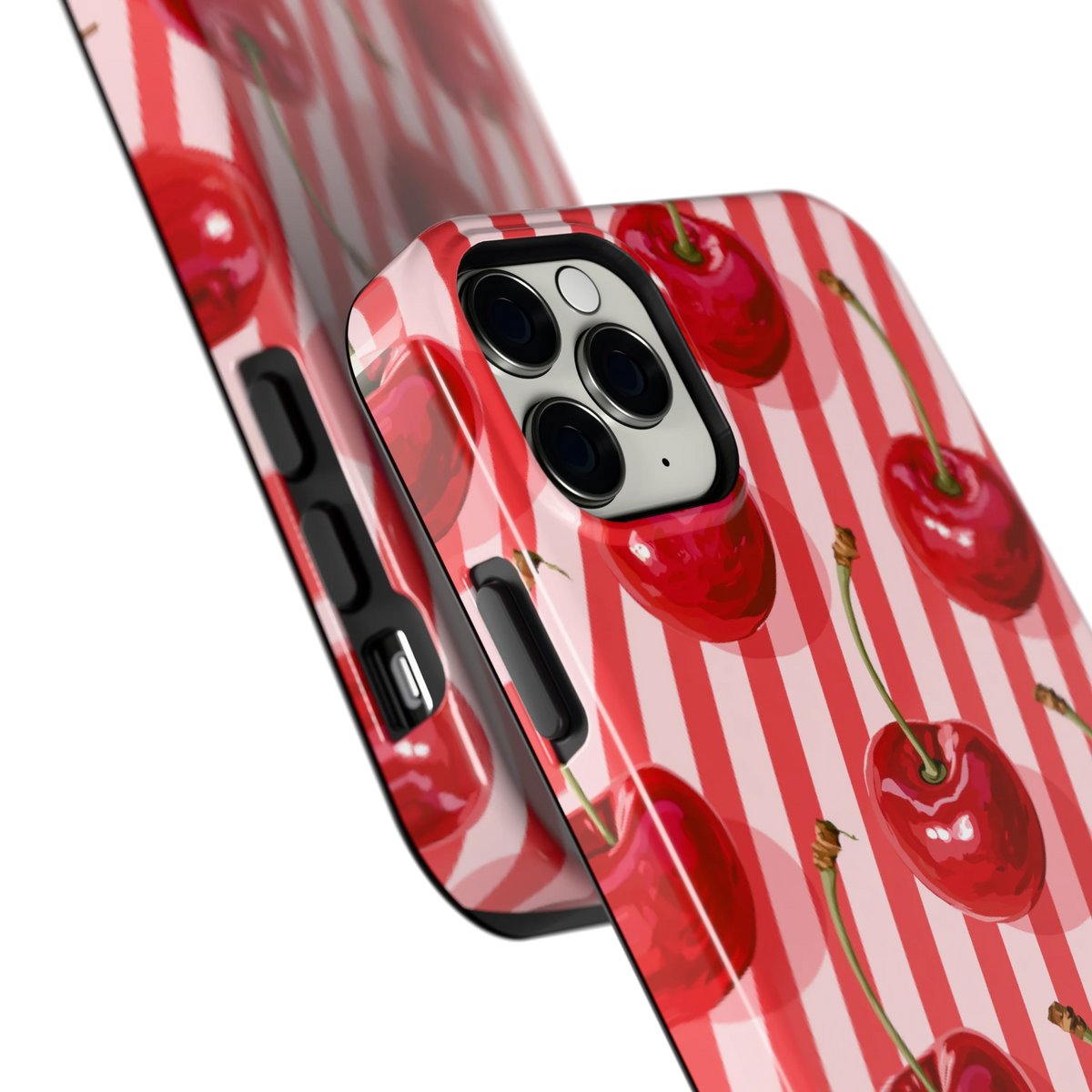 Kersenstreep hoesje voor iPhone 11 Pro Max, close-up
