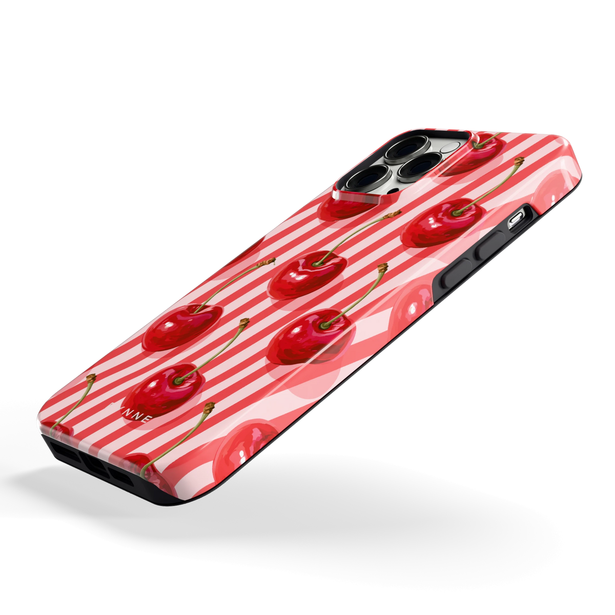 Kersenstreep hoesje voor iPhone 13 Pro Max, schuin