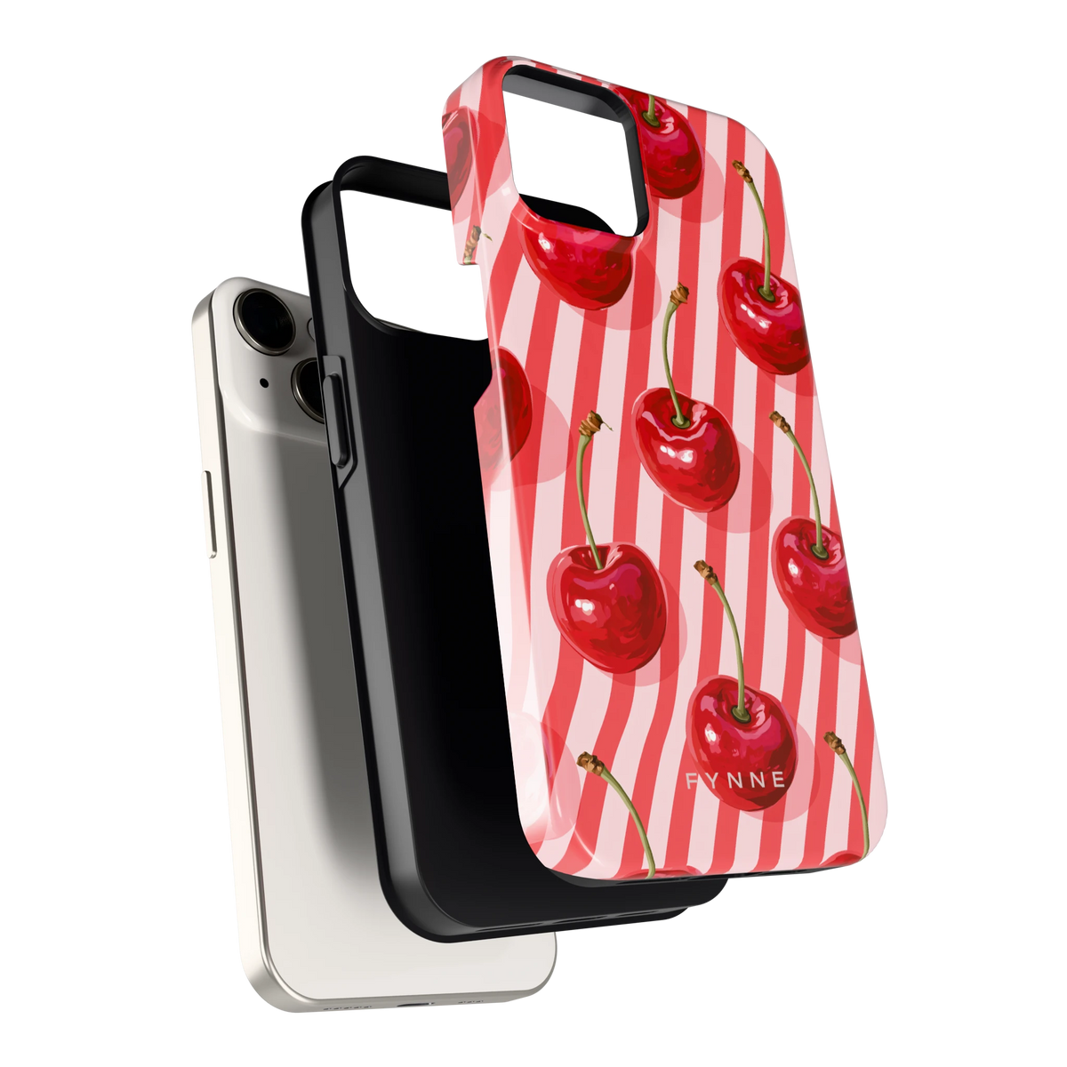 Kersenstreep hoesje voor iPhone 14, los van de telefoon