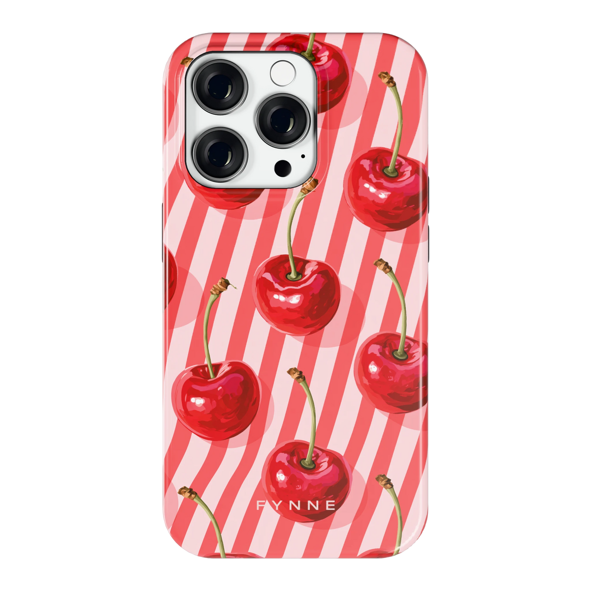 Kersenstreep hoesje voor iPhone 14 Pro, achterkant