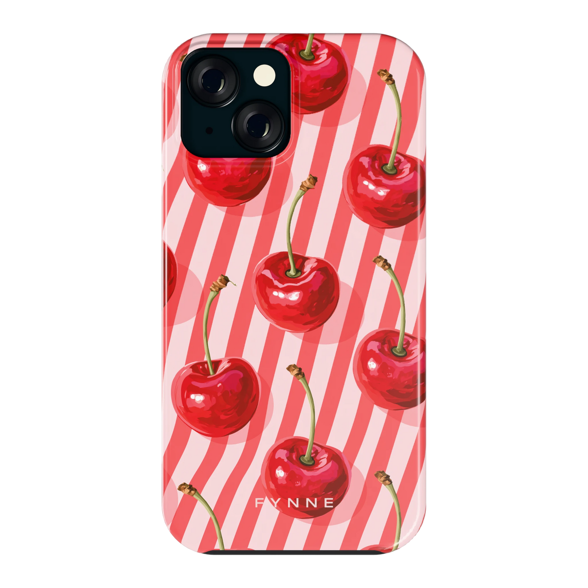 Kersenstreep hoesje voor iPhone 15, achterkant