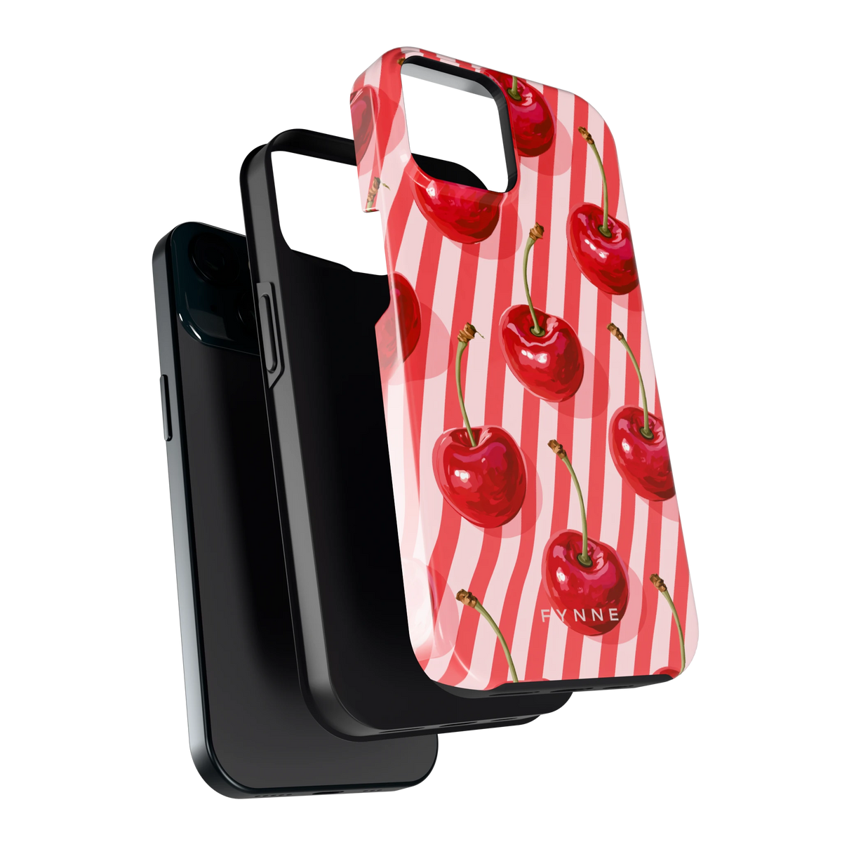 Kersenstreep hoesje voor iPhone 15, los van de telefoon