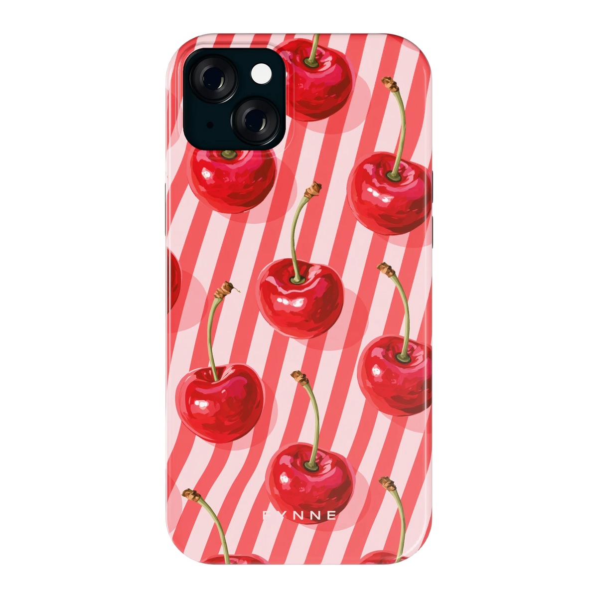 Kersenstreep hoesje voor iPhone 15 Plus, achterkant