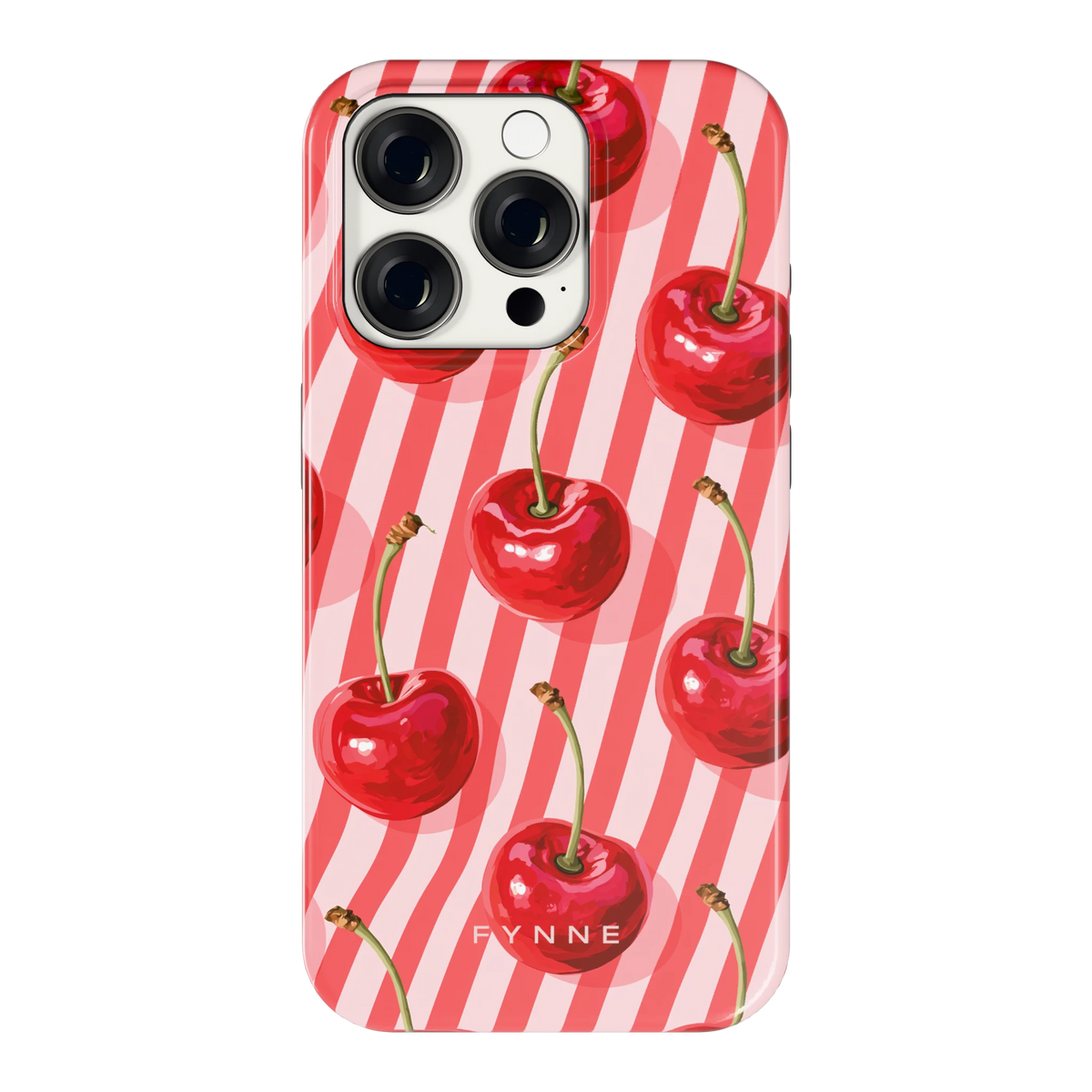 Kersenstreep hoesje voor iPhone 15 Pro, achterkant