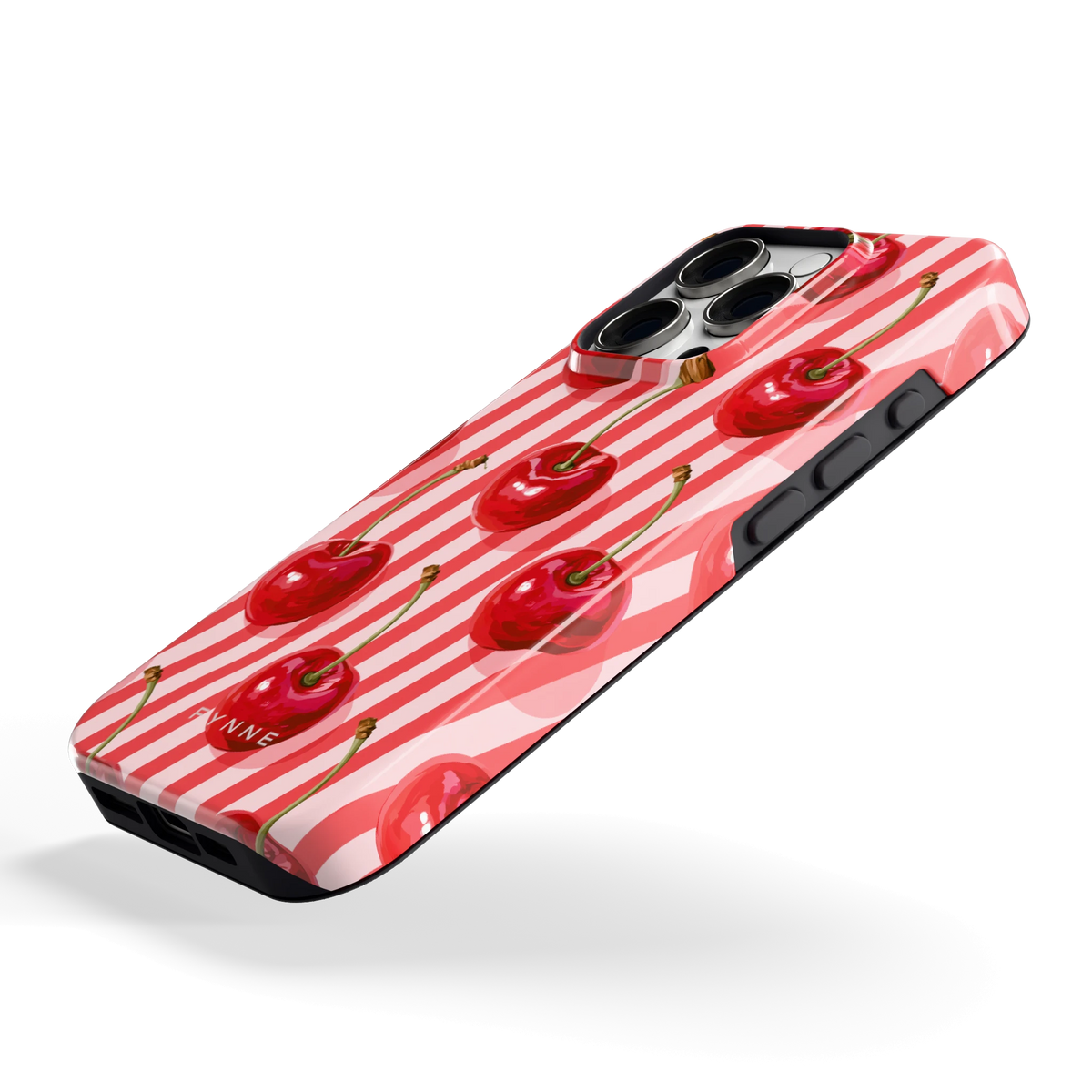 Kersenstreep hoesje voor iPhone 16 Pro, schuin