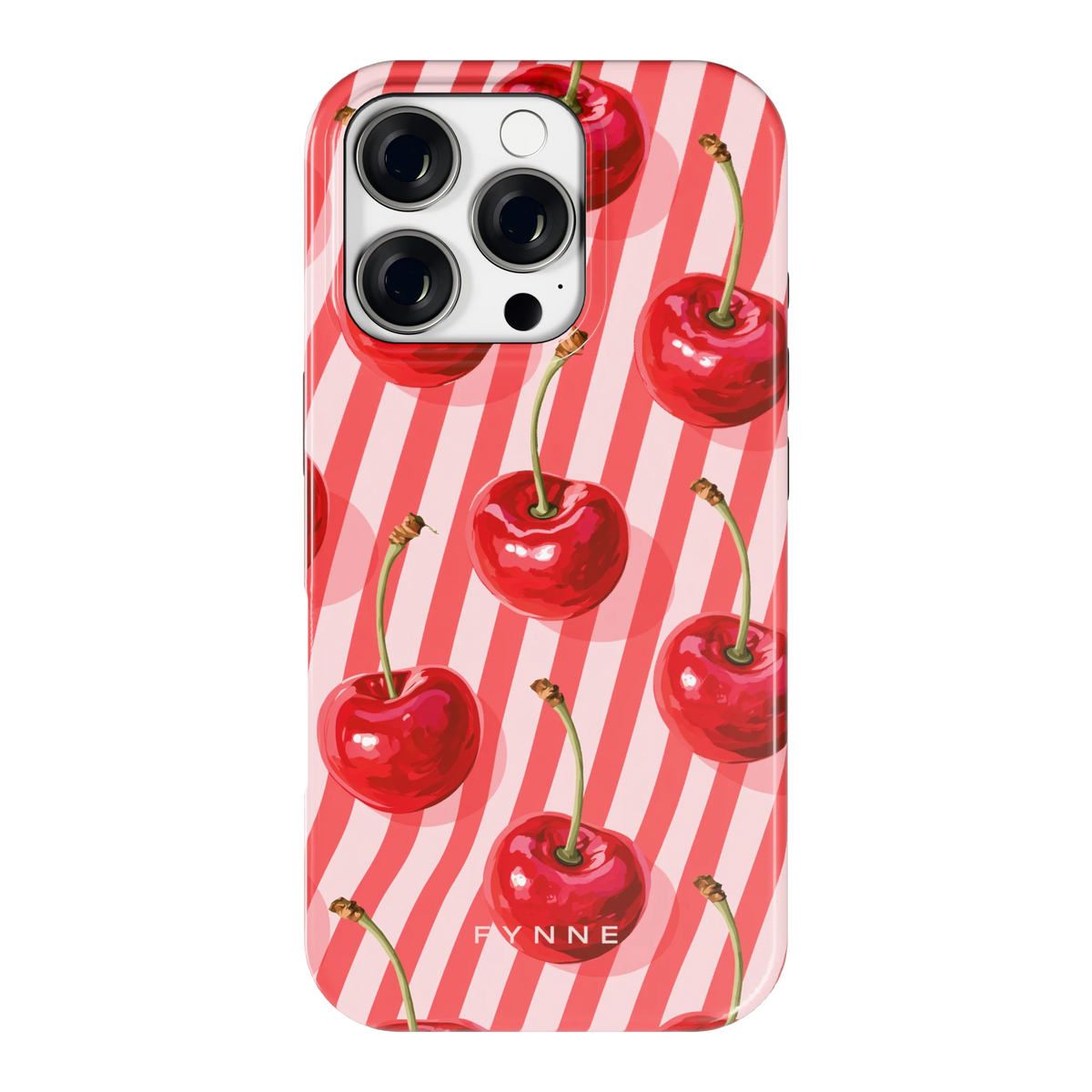 Kersenstreep hoesje voor iPhone 16 Pro, achterkant