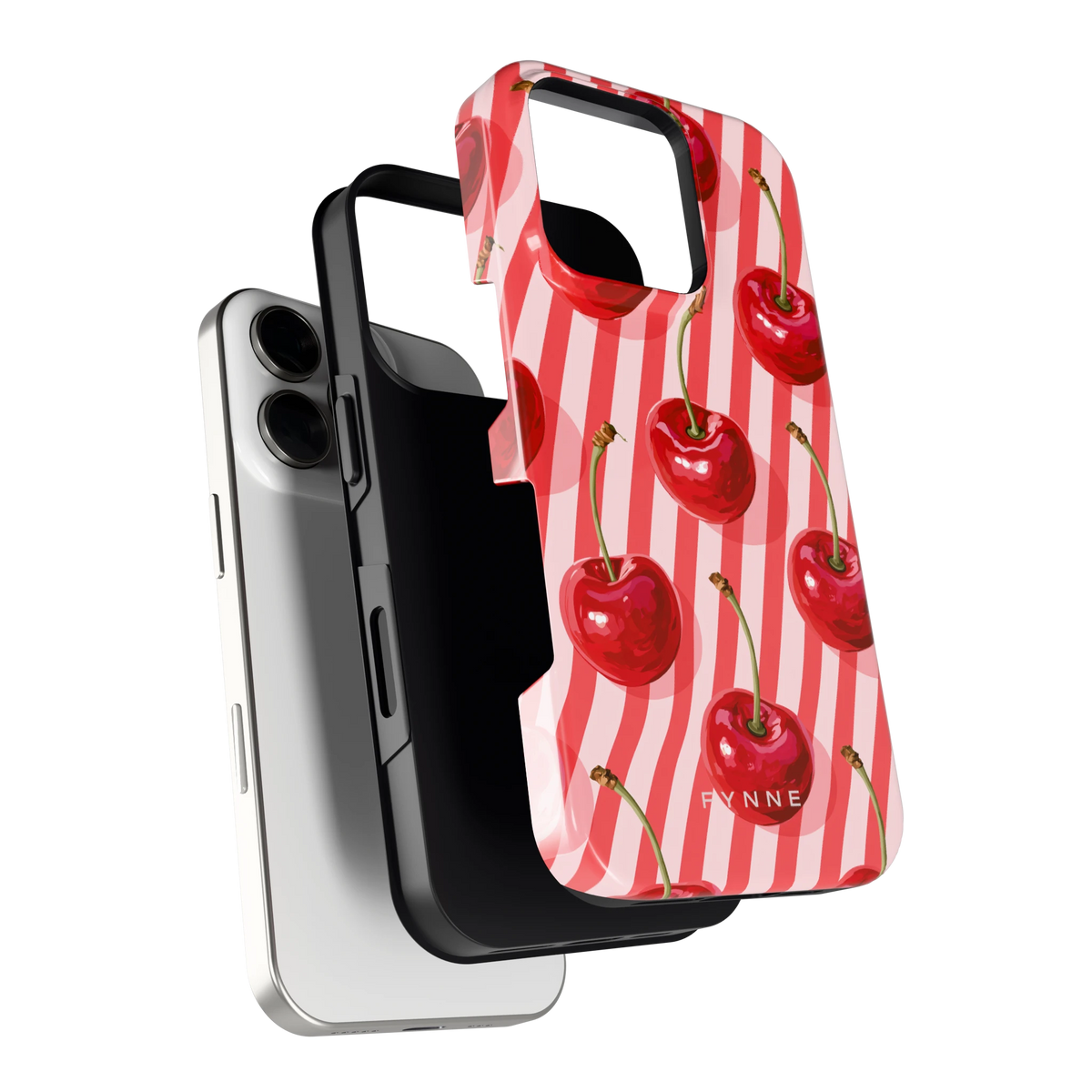 Kersenstreep hoesje voor iPhone 16 Pro, los van de telefoon