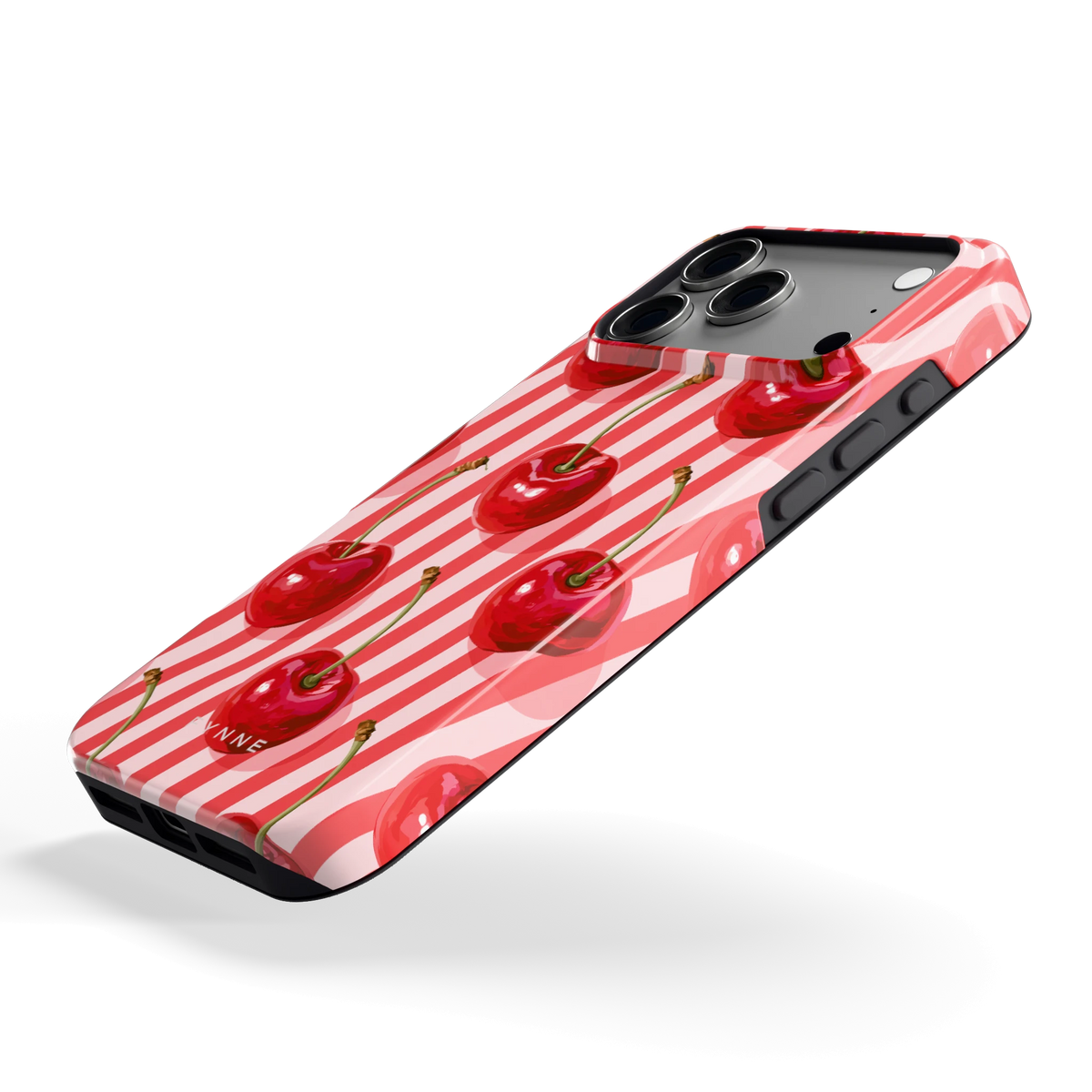 Kersenstreep hoesje voor iPhone 17 Pro Max, schuin
