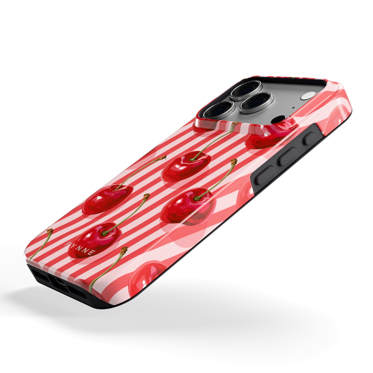 Kersenstreep hoesje voor iPhone 18 Pro, schuin