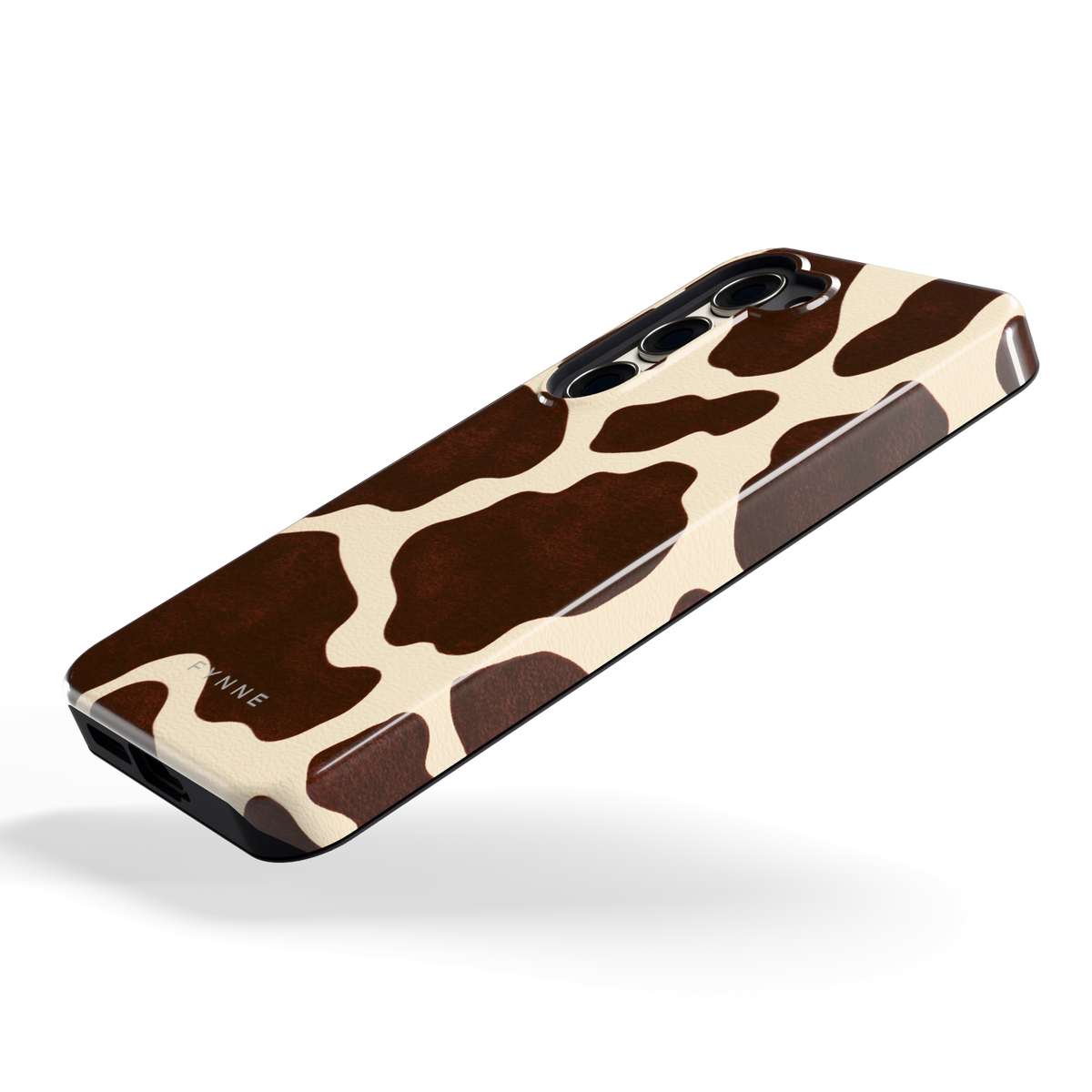 Chocolade Koeienprint hoesje voor Galaxy S23, schuin