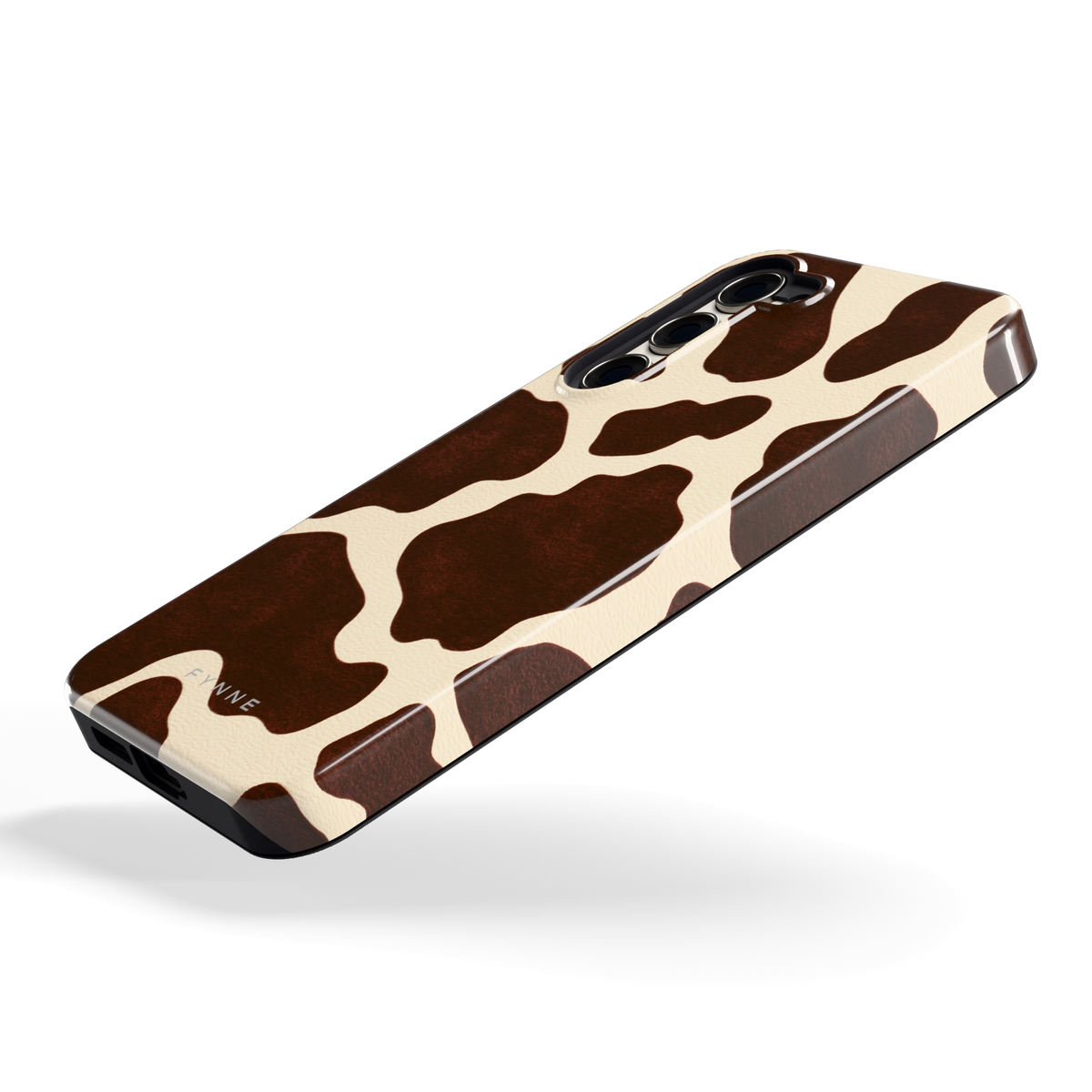 Chocolade Koeienprint hoesje voor Galaxy S23+, schuin