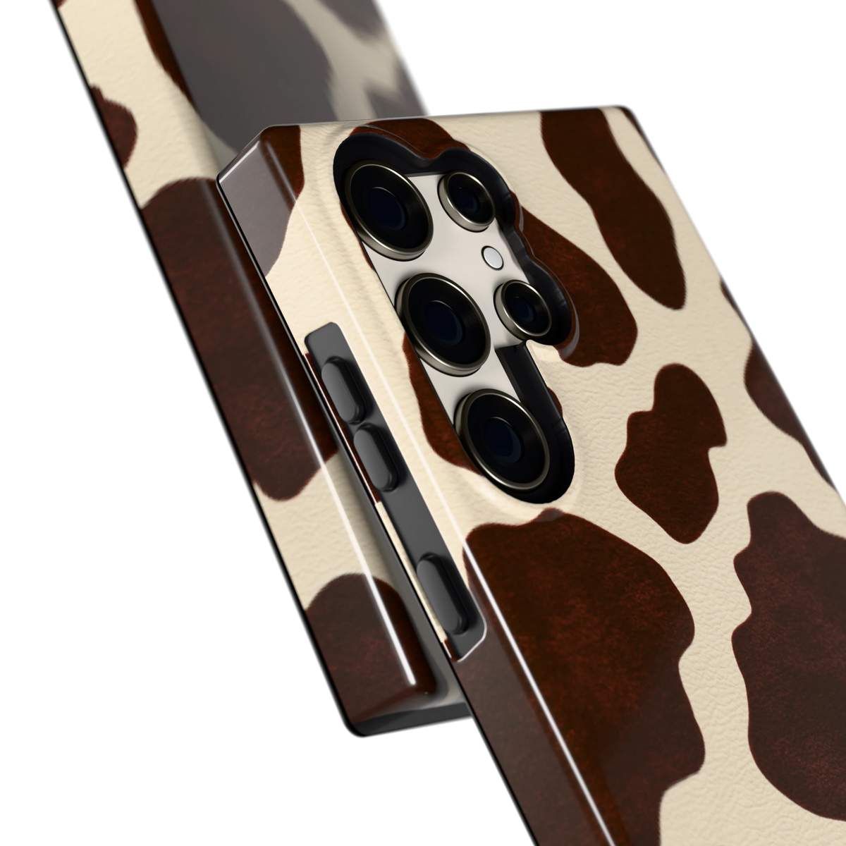 Chocolade Koeienprint hoesje voor Galaxy S23 Ultra, close-up
