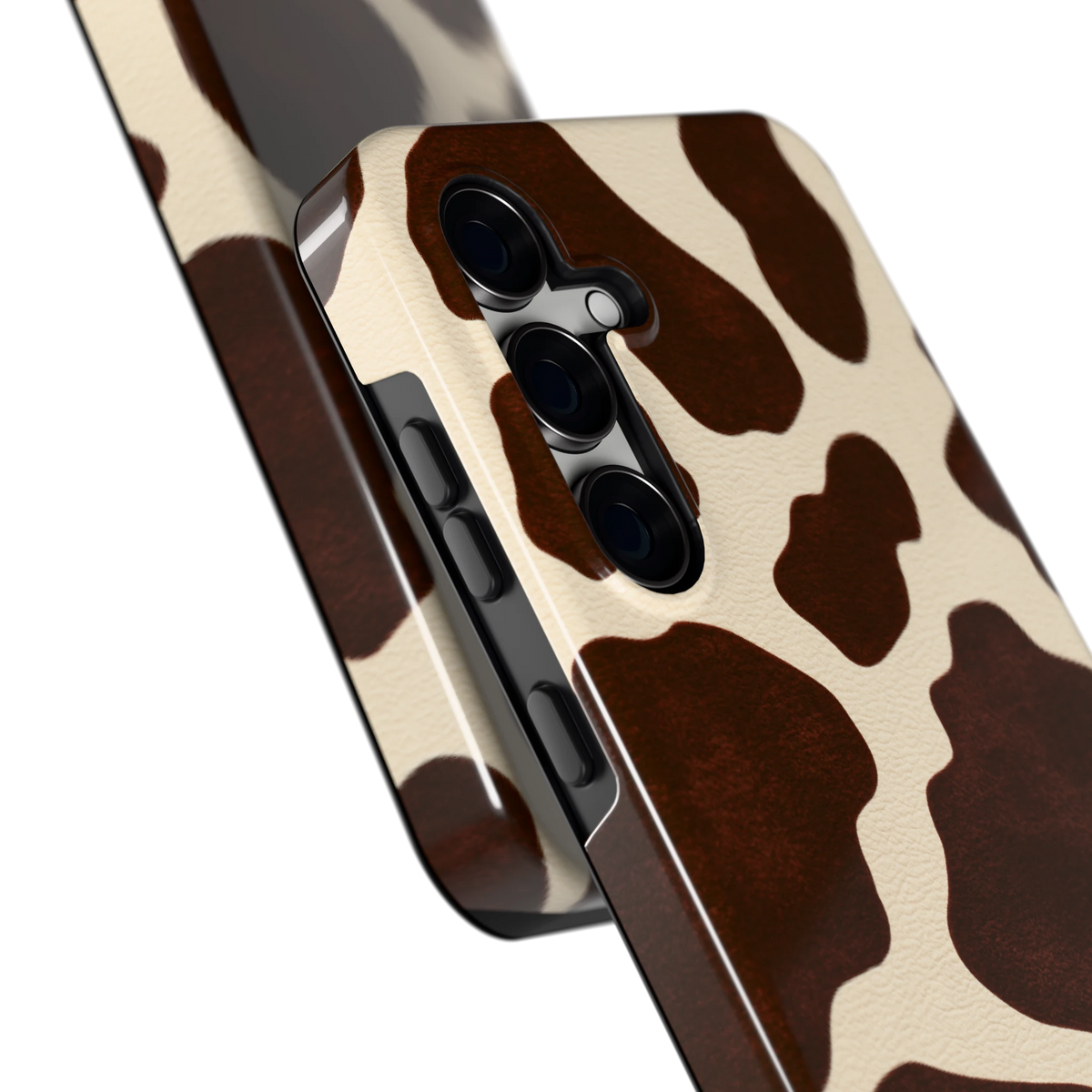 Chocolade Koeienprint hoesje voor Galaxy S24 FE, close-up