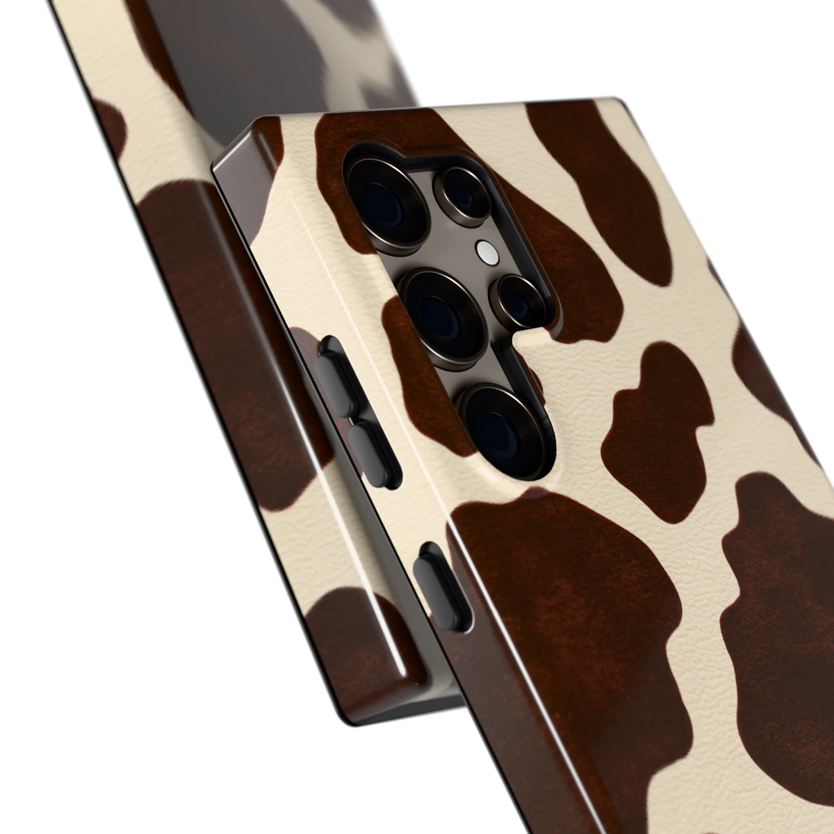 Chocolade Koeienprint hoesje voor Galaxy S24 Ultra, close-up