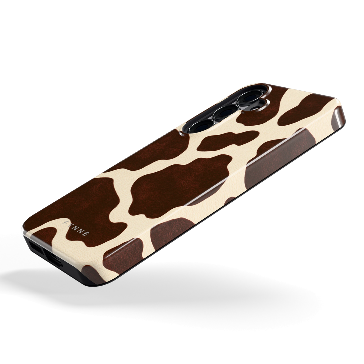Chocolade Koeienprint hoesje voor Galaxy S25, schuin