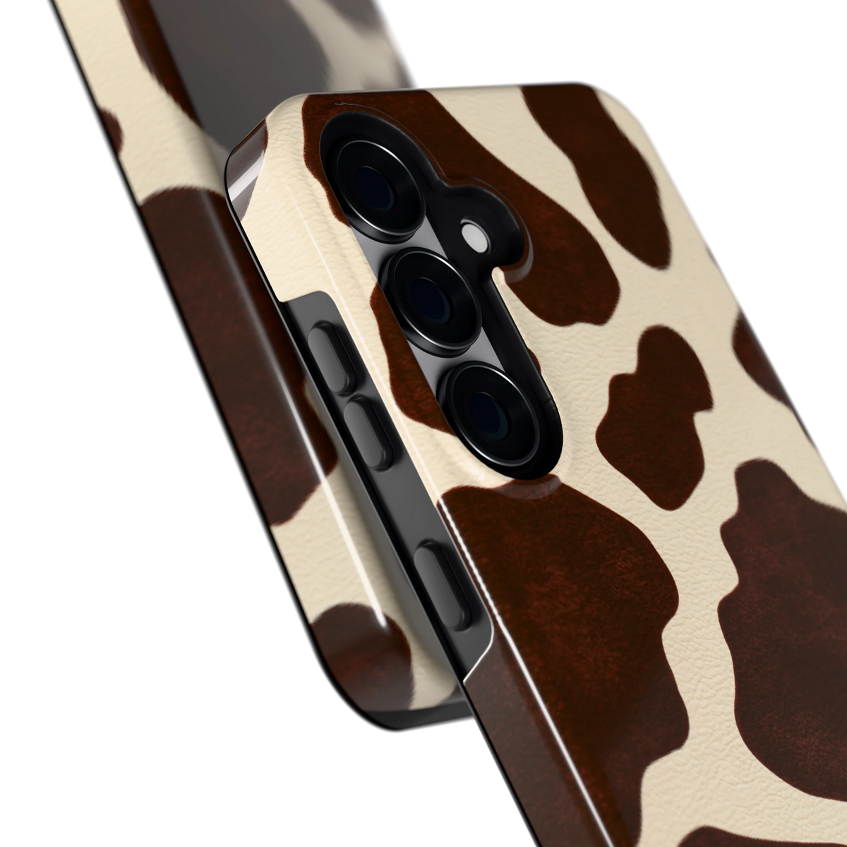 Chocolade Koeienprint hoesje voor Galaxy S25, close-up