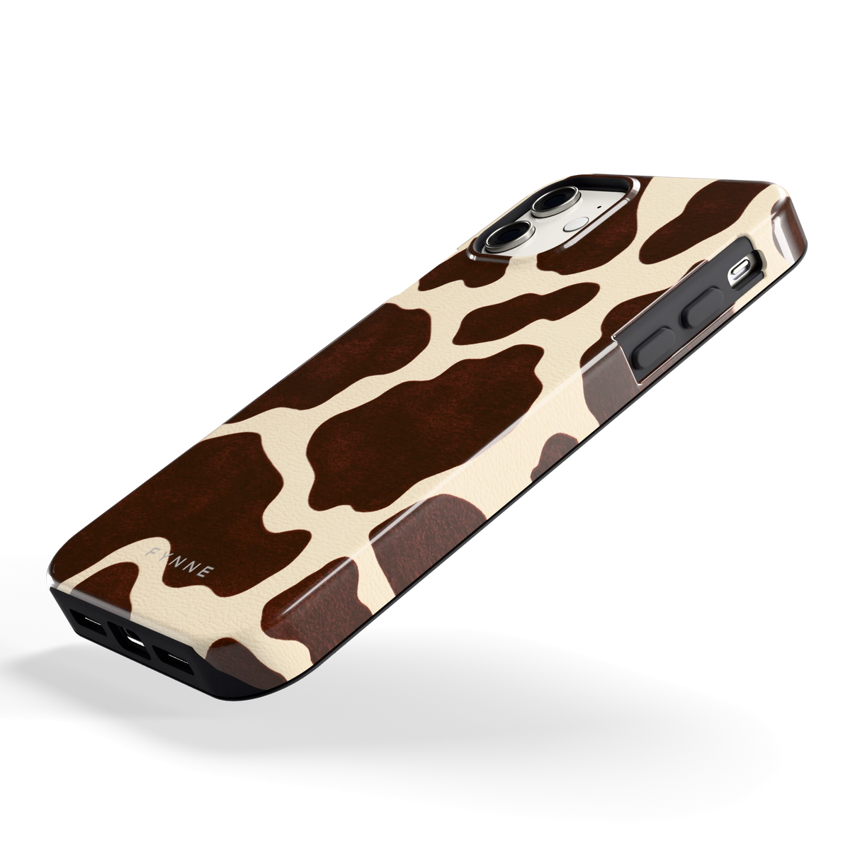 Chocolade Koeienprint hoesje voor iPhone 11, schuin