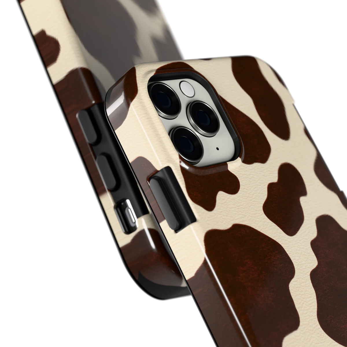 Chocolade Koeienprint hoesje voor iPhone 11 Pro, close-up