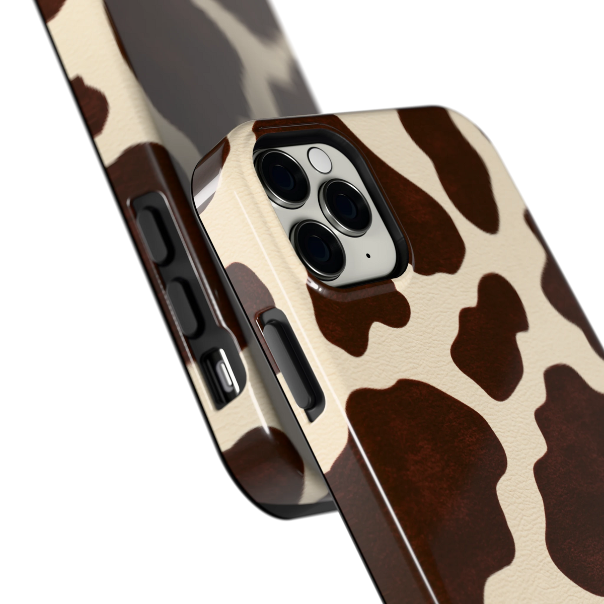 Chocolade Koeienprint hoesje voor iPhone 11 Pro Max, close-up