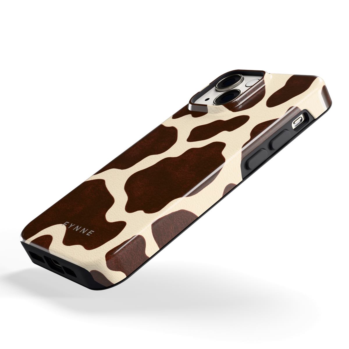 Chocolade Koeienprint hoesje voor iPhone 13 mini, schuin