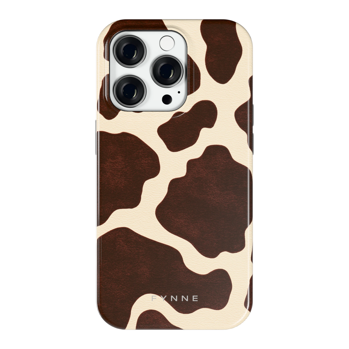 Chocolade Koeienprint hoesje voor iPhone 14 Pro, achterkant