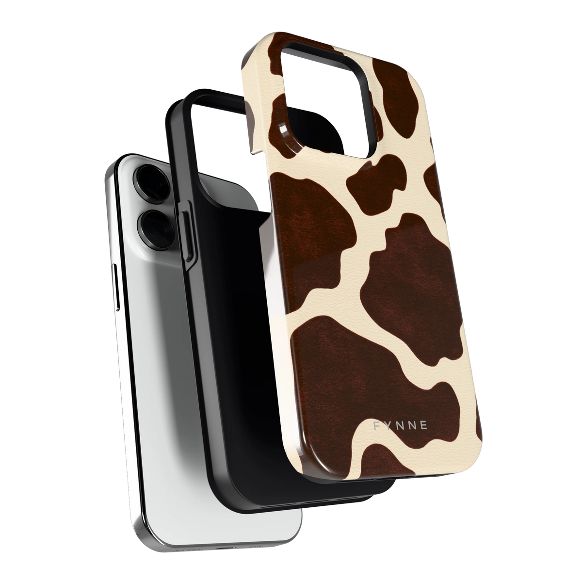 Chocolade Koeienprint hoesje voor iPhone 14 Pro, los van de telefoon