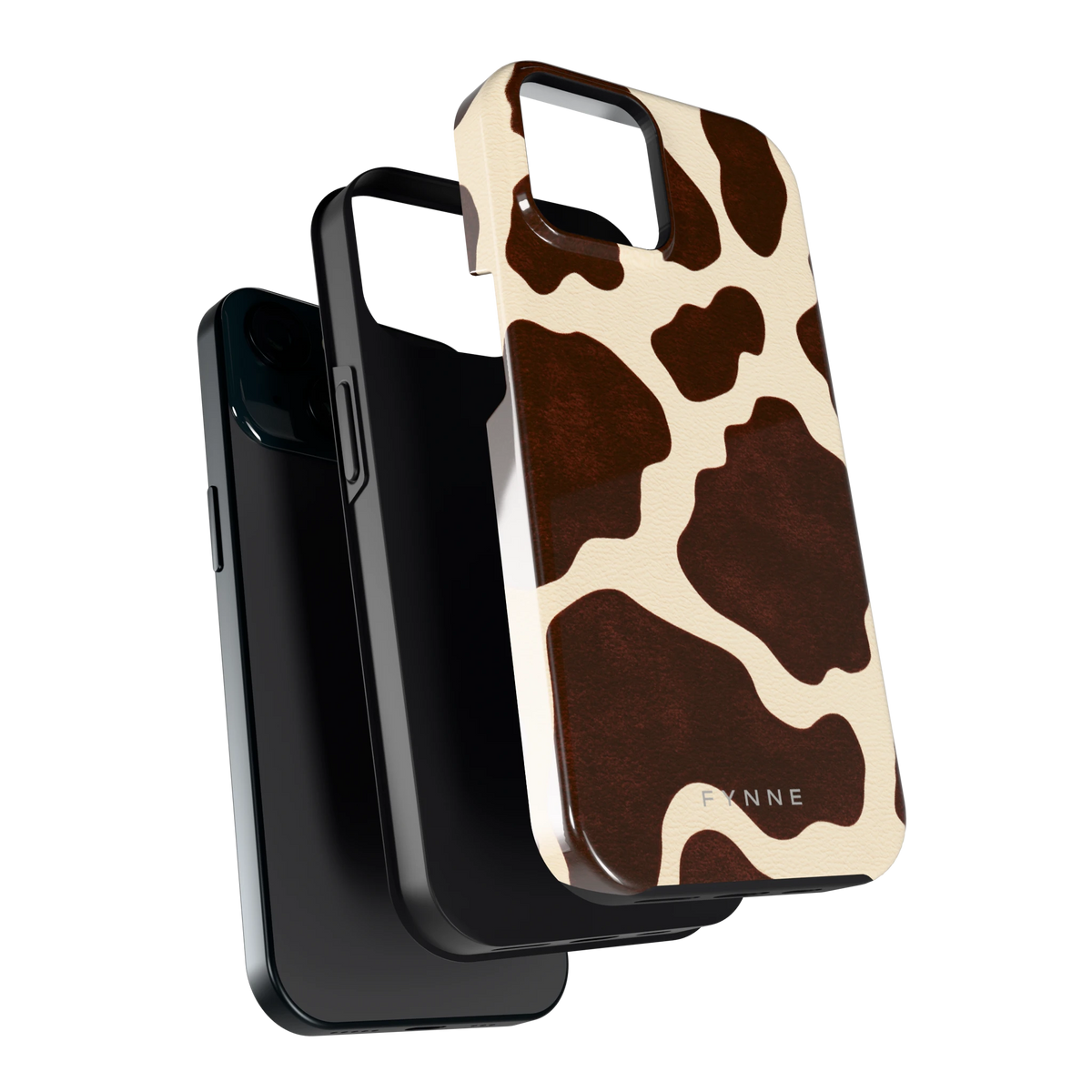 Chocolade Koeienprint hoesje voor iPhone 15, los van de telefoon